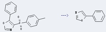 The Oxazole, 5-phenyl- could be obtained by the reactant of 5-phenyl-4-(toluene-4-sulfonyl)-oxazole